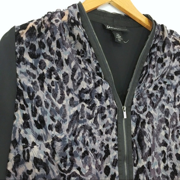 Lane Bryant Front Zip Leopard Velvet Burnout Top - Picture 4 of 8